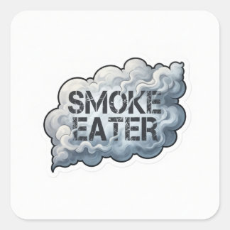 Sticker Carré Pompier qui mange la fumée