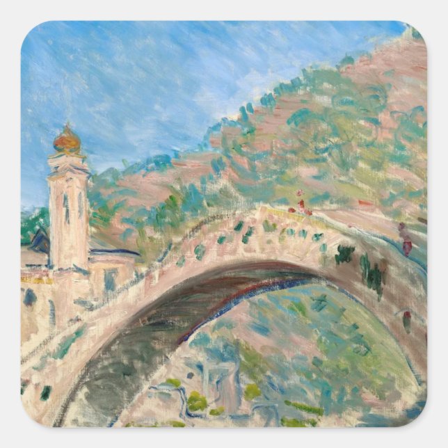 Sticker Carré Pont à Dolceacqua (1884) Claude Monet fine art (Devant)