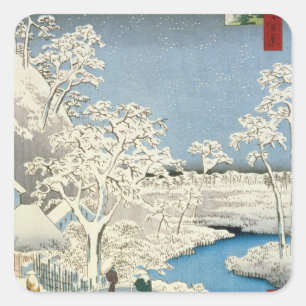 Sticker Carré Pont en tambour et colline de coucher de soleil