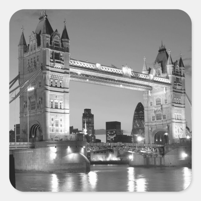 Sticker Carré Pont Tour de Londres blanc noir (Devant)