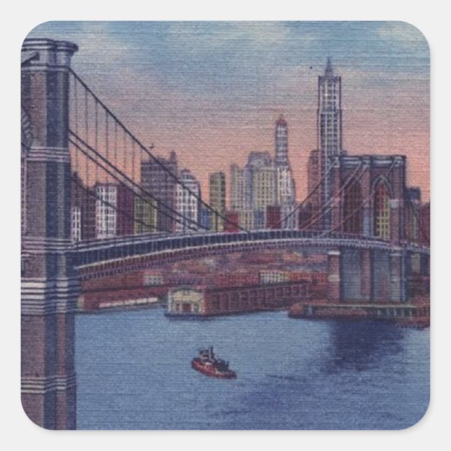 Sticker Carré Pont vintage Brooklyn (Devant)