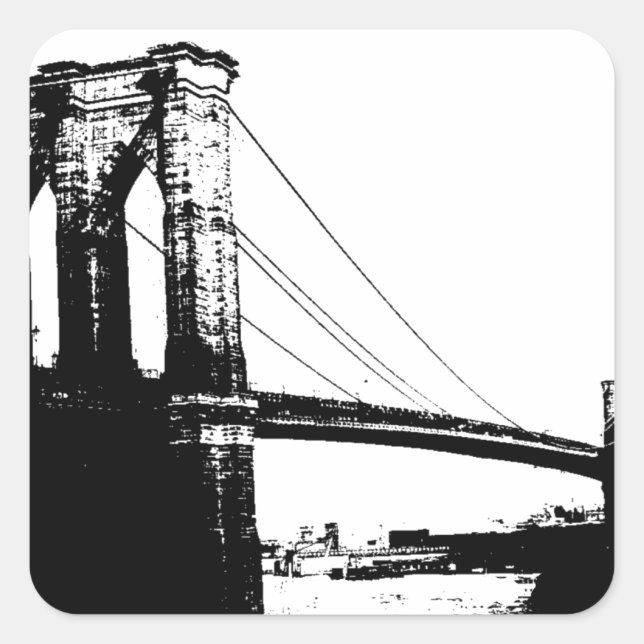 Sticker Carré Pont vintage Brooklyn (Devant)