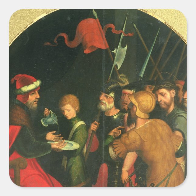 Sticker Carré Pontius Pilate lave ses mains (Devant)