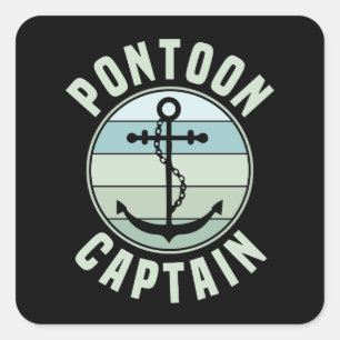 Sticker Carré Pontoon Capitaine rétro Ancre vintage Pontoon Prop