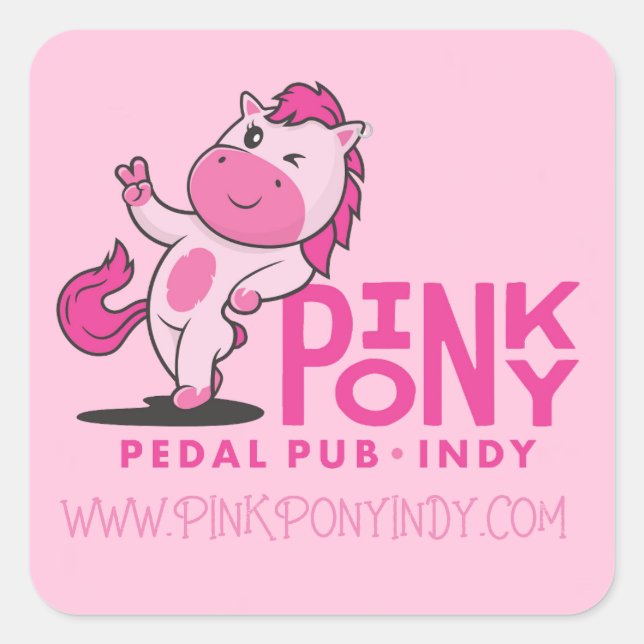 Sticker Carré Pony Pedal Rose Pub Indy (Devant)
