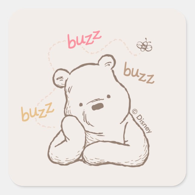 Sticker Carré Pooh classique | Buzz Buzz (Devant)