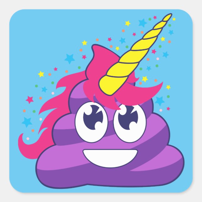 Sticker Carré Poop de l'Emoji Purple (Devant)