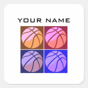 Sticker Carré Pop Art Basketball Votre nom