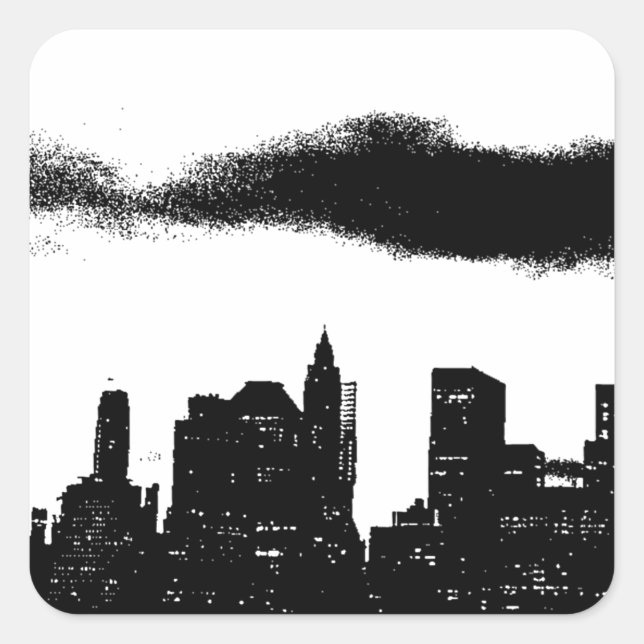 Sticker Carré Pop Art Black White New York City (Devant)