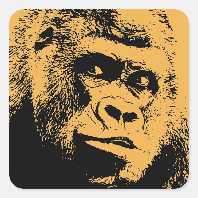 Sticker Carré Pop Art Gorilla (Devant)
