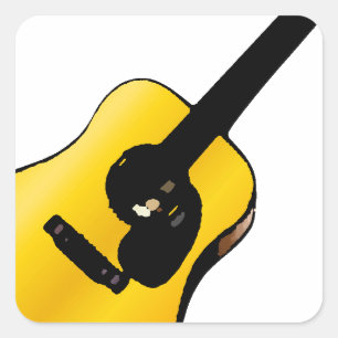 Sticker Carré Pop Art Guitare