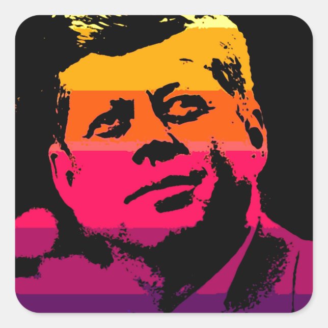 Sticker Carré Pop Art Jack JFK John F. Kennedy (Devant)