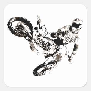 Sticker Carré Pop Art Motocross Motorcyle Sport