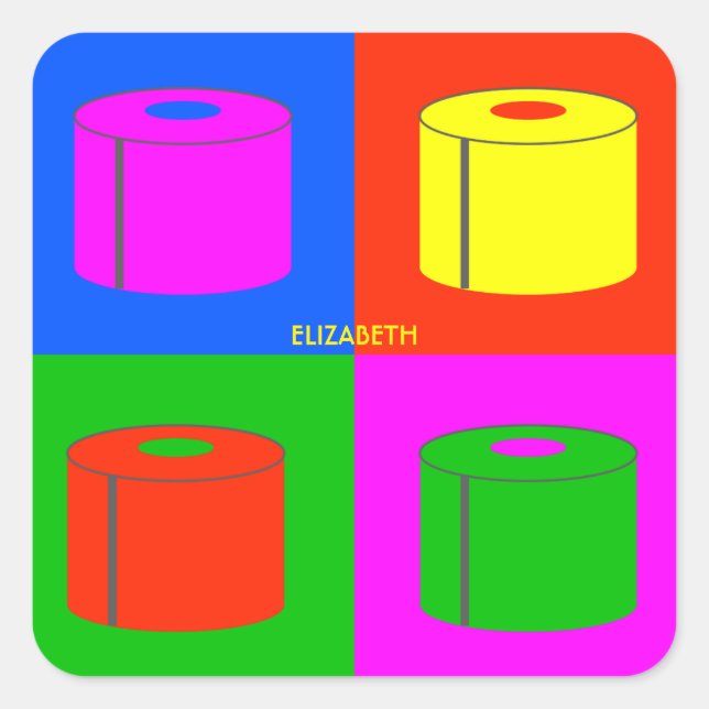 Sticker Carré Pop art Psychedelic Toilet Paper Vibrant (Devant)