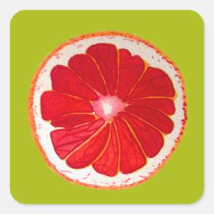 Sticker Carré Pop art rose vif pamplemousse aquarelle