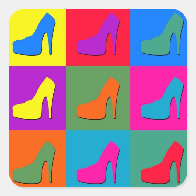 Sticker Carré pop art shoes (Devant)