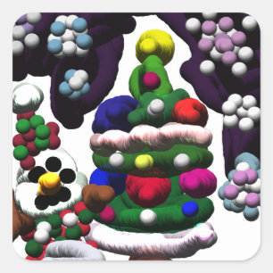 Sticker Carré Pop Snowman Noël