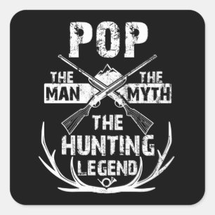 Sticker Carré Pop The Man The Myth The Hunting Légende design