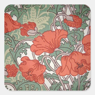 Sticker Carré Poppies Art Nouveau