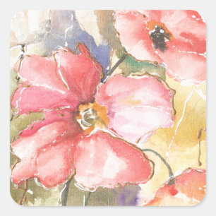 Sticker Carré Poppies douces I