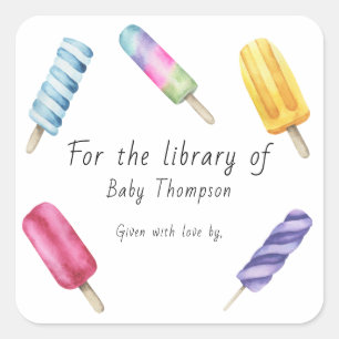 Sticker Carré Popsicle Aquarelle Pour la bibliothèque de