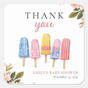 Sticker Carré Popsicle Prêt à Pop Baby shower