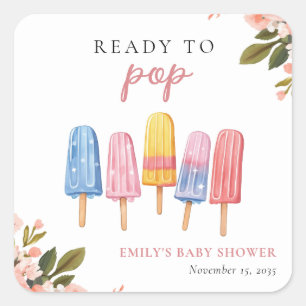 Sticker Carré Popsicle Prêt à Pop Baby shower