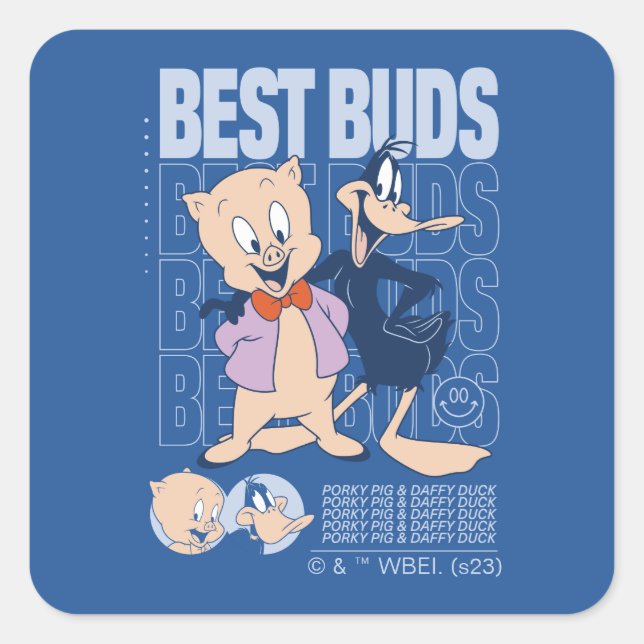 Sticker Carré Porky Pig & DAFFY DUCK™ Best Buds (Devant)