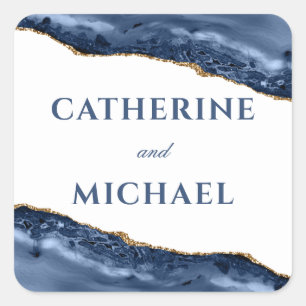 Sticker Carré Porte bleue et or Bordure Mariage Faveur