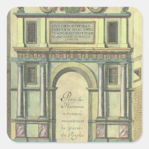 Sticker Carré Porte d'entrée d'église vintage Architecture de la