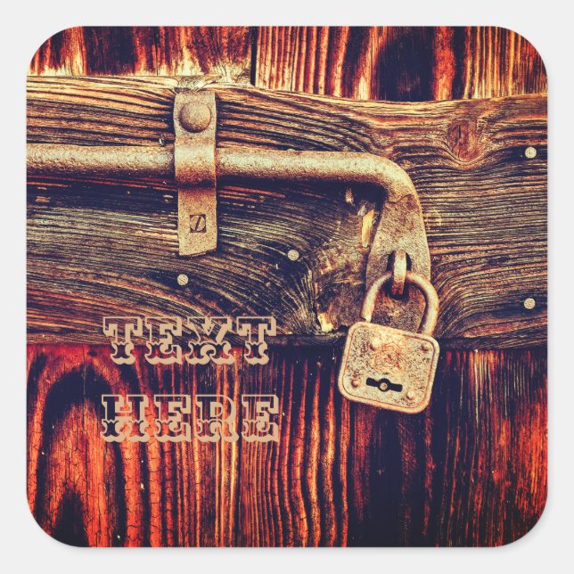 Sticker Carré Porte en bois rustique avec antiquaire serrure en  (Devant)