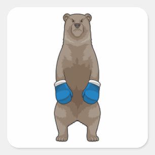 Sticker Carré Porter comme boîte avec gants de boxe