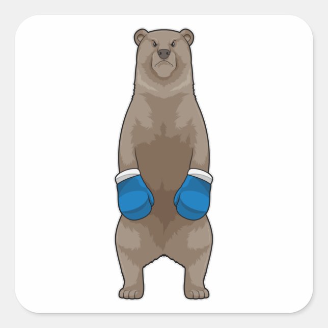 Sticker Carré Porter comme boîte avec gants de boxe (Devant)