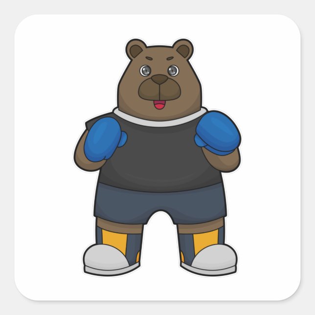Sticker Carré Porter comme boîte avec gants de boxe (Devant)