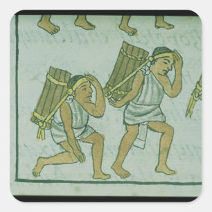 Sticker Carré Porteurs aztèques, du 'Codex florentin'