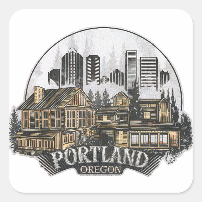 Sticker Carré Portland City Oregon USA (Devant)