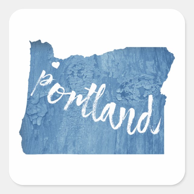 Sticker Carré Portland, Oregon Wood Grain (Devant)