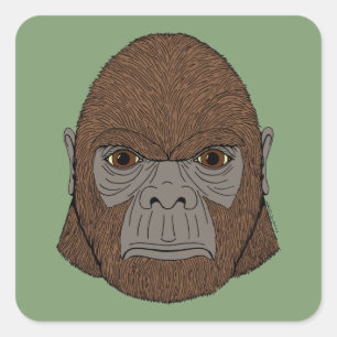 Sticker Carré Portrait Bigfoot 1 (Ape-Like)