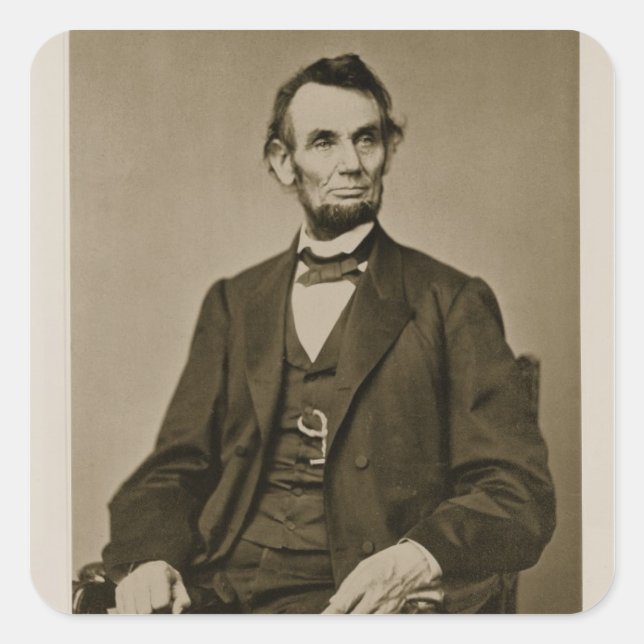 Sticker Carré Portrait d'Abraham Lincoln (1809-65) (photo b/w) (Devant)