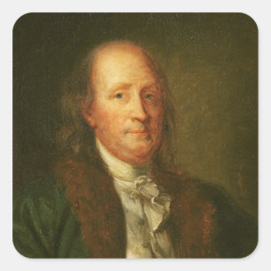 Sticker Carré Portrait de Benjamin Franklin