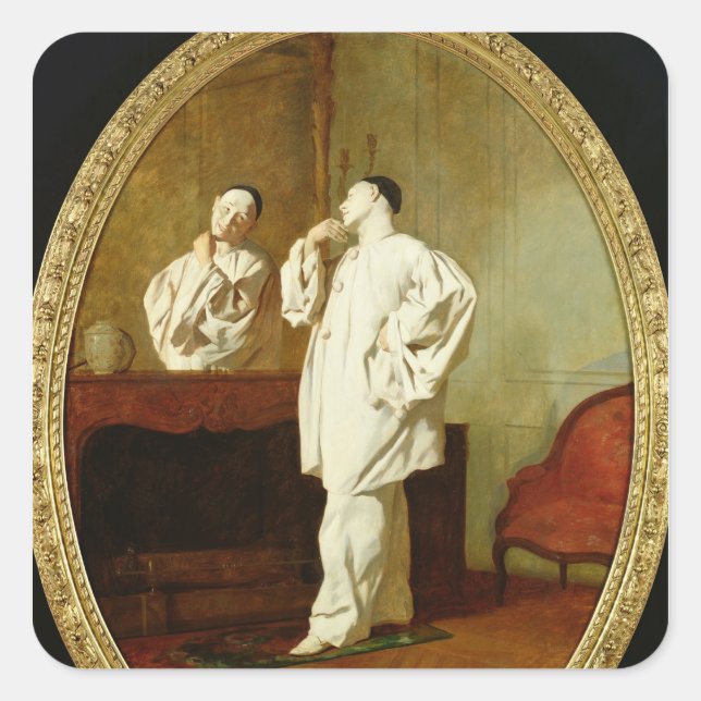 Sticker Carré Portrait de Charles Deburau (Devant)