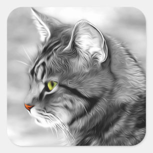 Sticker Carré Portrait de chat