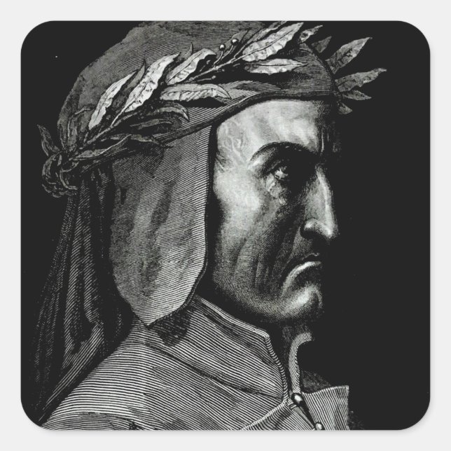 Sticker Carré Portrait de Dante Alighieri (Devant)
