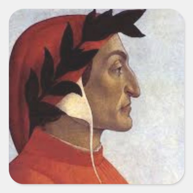 Sticker Carré Portrait de Dante Alighieri (Devant)