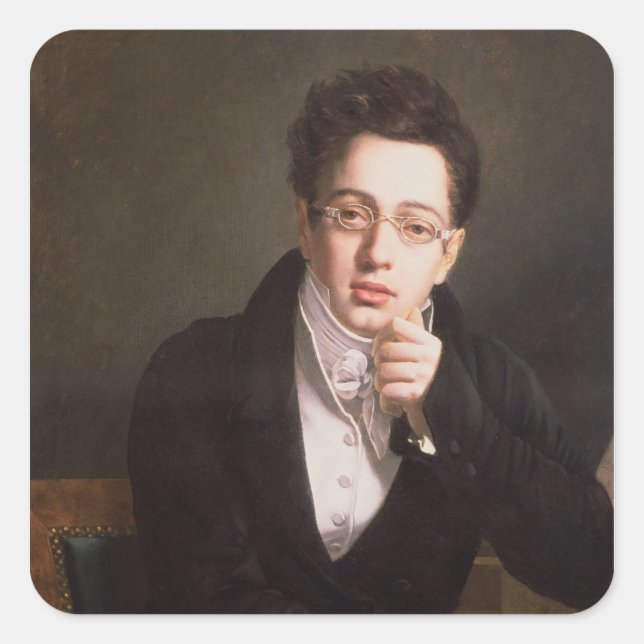 Sticker Carré Portrait de Franz Schubert, compositeur autrichien (Devant)