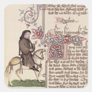 Sticker Carré Portrait de Geoffrey Chaucer fac-similé