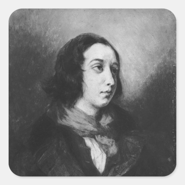 Sticker Carré Portrait de George Sand, 1838 (Devant)