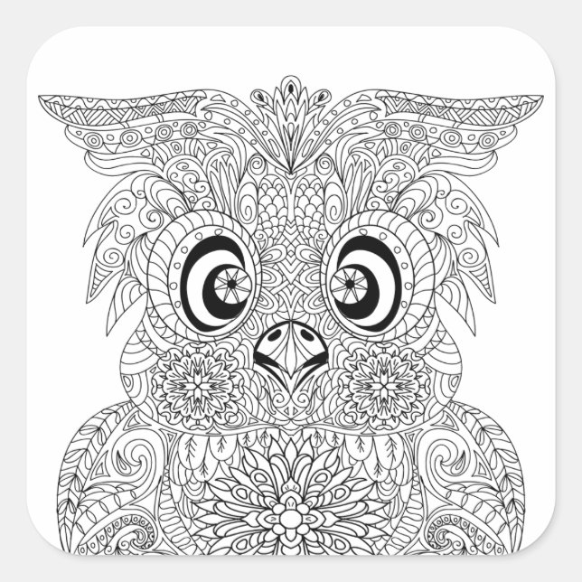 Sticker Carré Portrait de hibou inspiré (Devant)
