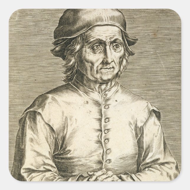 Sticker Carré Portrait de Hieronymus Bosch (c.1450-1516) plaque  (Devant)