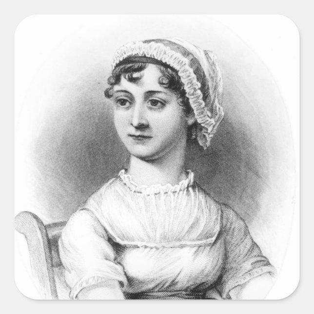 Sticker Carré Portrait de Jane Austen (Devant)